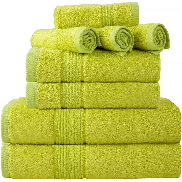 Prime Collections Ultra Soft Luxury Bamboo Cotton Bath Towel Set 8 Piece Towels 600 GSM 2 Bath Towels 2 Hand Towels and 4 Washcloths