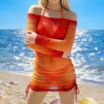 thumbnail image 4 of Fewfanhot Tummy Control Swimsuits for Women Cover Up Dress Off Shoulder Hollow Coverup Bathing Suit Mesh Swim Beach Dress, 4 of 9