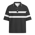 thumbnail image 5 of Dresfit Men's Polo Shirts Short Sleeve Striped Golf Shirts 2026 Summer Button Down Waffle Knit Tops Color Block Lightweight Loose Beach Shirt 3XL, 5 of 6