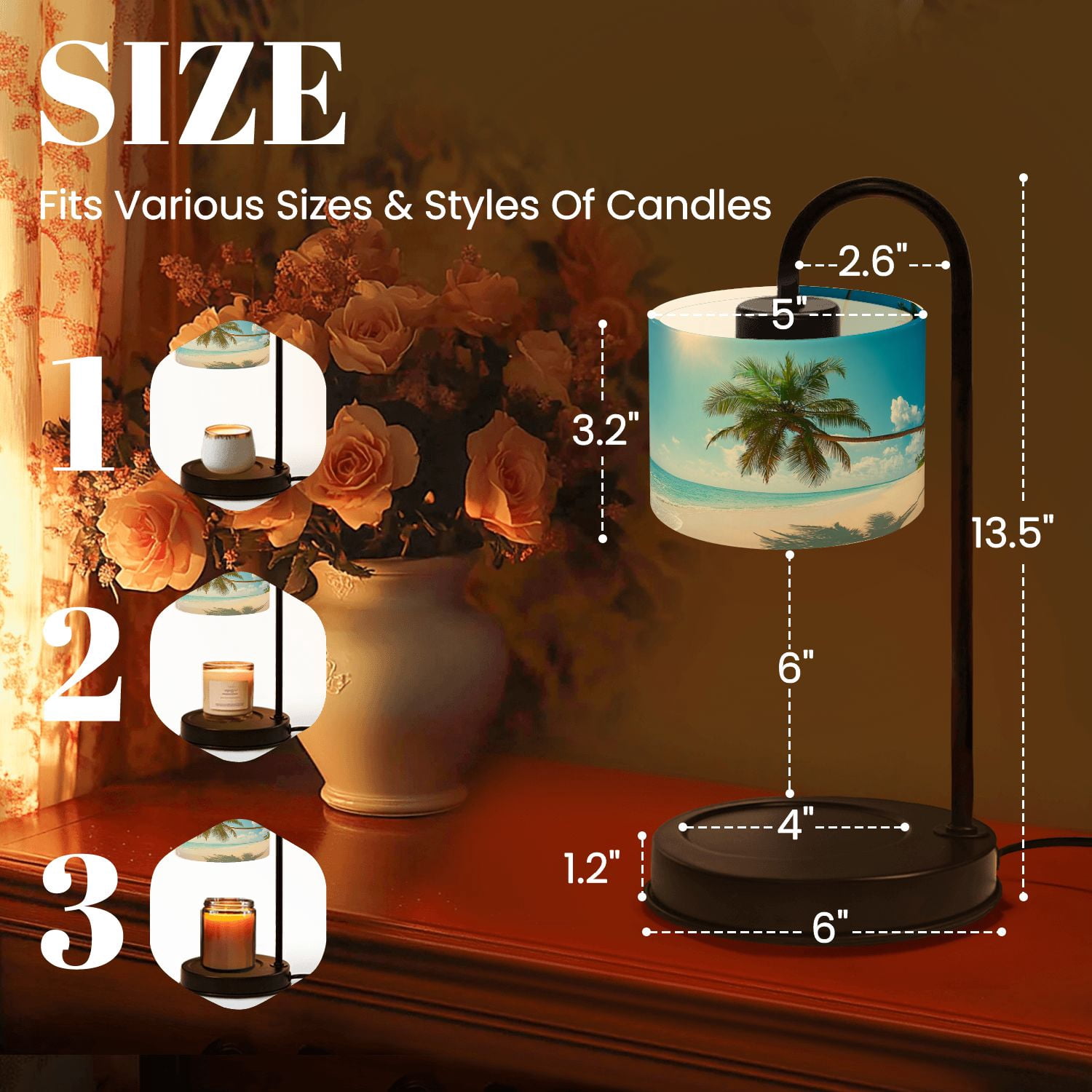 Candle Warmer Lamp with Timer Dimmer Tropical beach Coastl Jungle Candle Lamp Warmer for Jar Candle with 4 Bulbs Gifts for Women House Warming Gifts