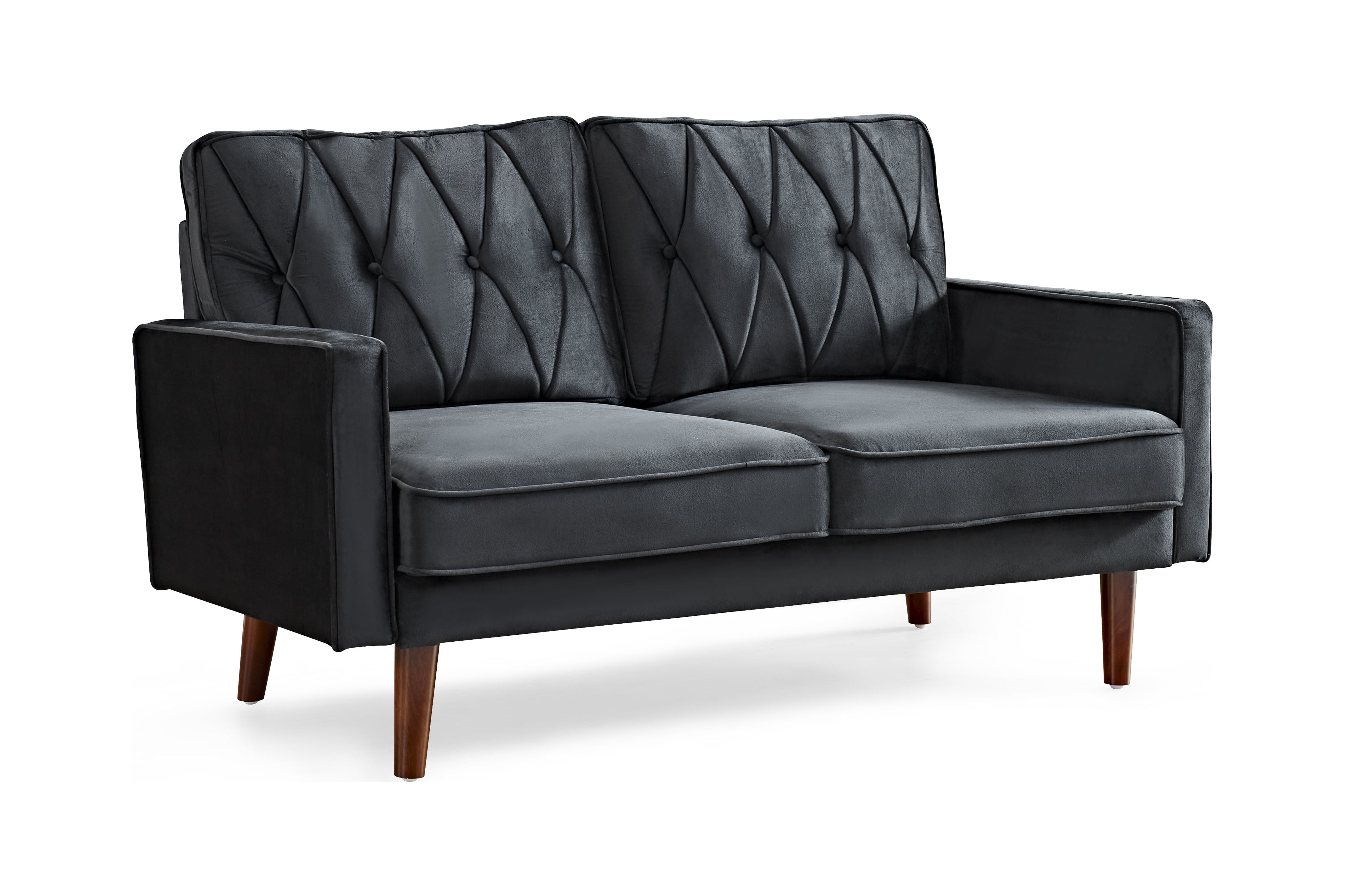US Pride Furniture Tufted Cushion Back 57.5 Wide Loveseat-Black