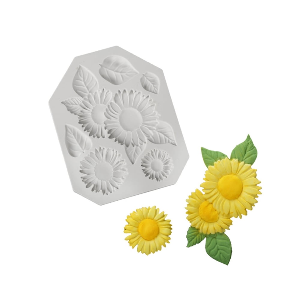 Daisy Sunflower Flowers Round Jelly Silicone Cake Mould Mold Baking Tins Pans 