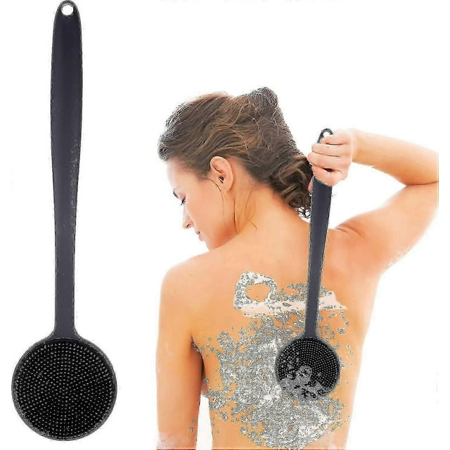 Back Scrubber Silicone Body Scrubber Long Handle Bath Shower Back Brush Body Exfoliator (long Handle)