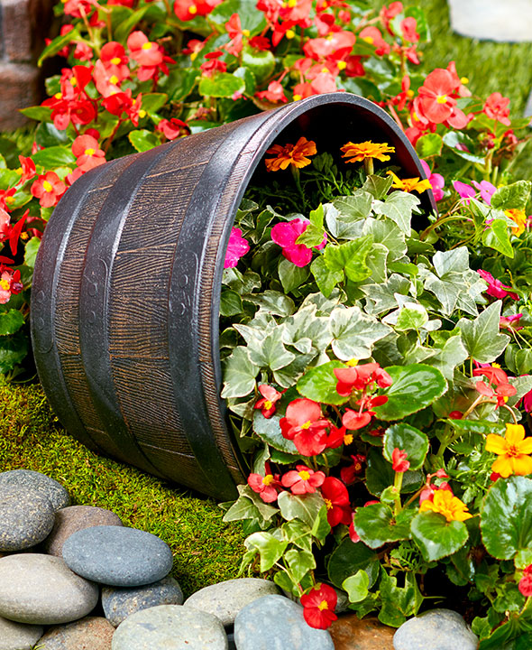 Set of 4 Barrel Planters for Flower, Vegetable Gardens, Porches and Back Yards - Walmart.com