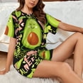 thumbnail image 4 of Balery Avocado Keep Calm Pattern Womens Pajama Sets 2 Piece Soft Short Sleeve Top and Shorts Sleepwear Round Neck Pjs Lounge Set with Pockets-4X-Large, 4 of 7