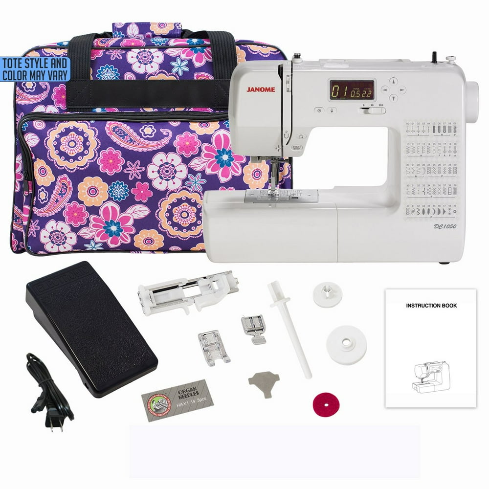 janome dc1050 computerized sewing machine bundle with bonus tote bag