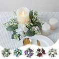 thumbnail image 1 of Candlestick Purple Artificial Hydrangea Candle Wreath Floral Table Decor for Wedding Anniversary Party Dining Centerpiece(1-Piece) Rkxzt, 1 of 8