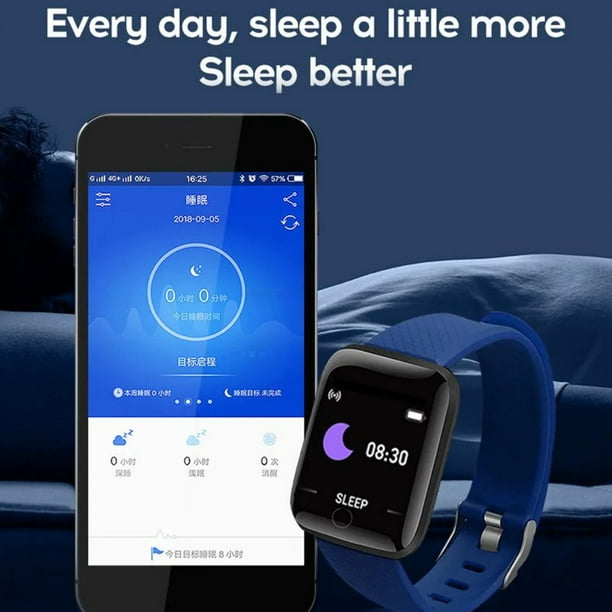 116Plus Smart Watch 1.44 Inch Touch Screen Fitness Smart Watch Heart Rate Monitor Sports Watch For Men Women black