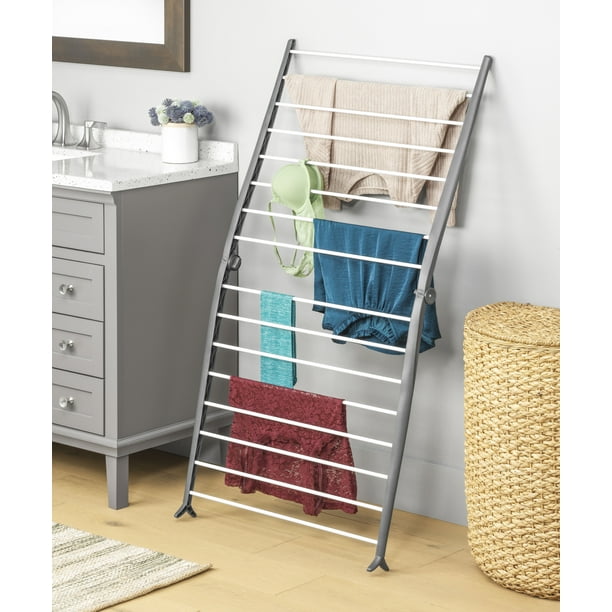 Mainstays Space Saving Steel Folding Drying Rack Gray Walmart Business Supplies