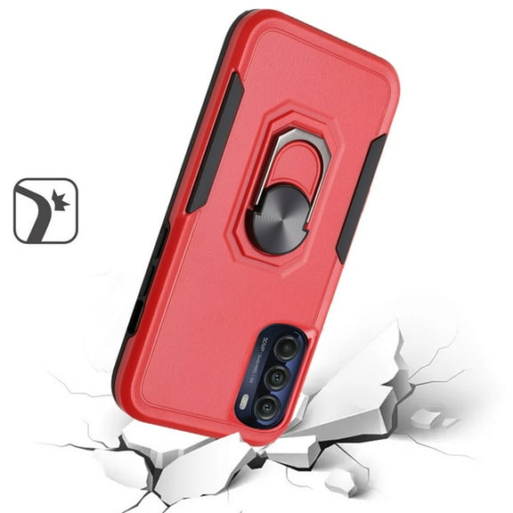 For Motorola Moto G Stylus 5G 2022 Hybrid Rugged Hard Drop-Proof 3 Layer Protection Military Grade with Metal Ring Stand Cover ,Xpm Phone Case [ Red ]
