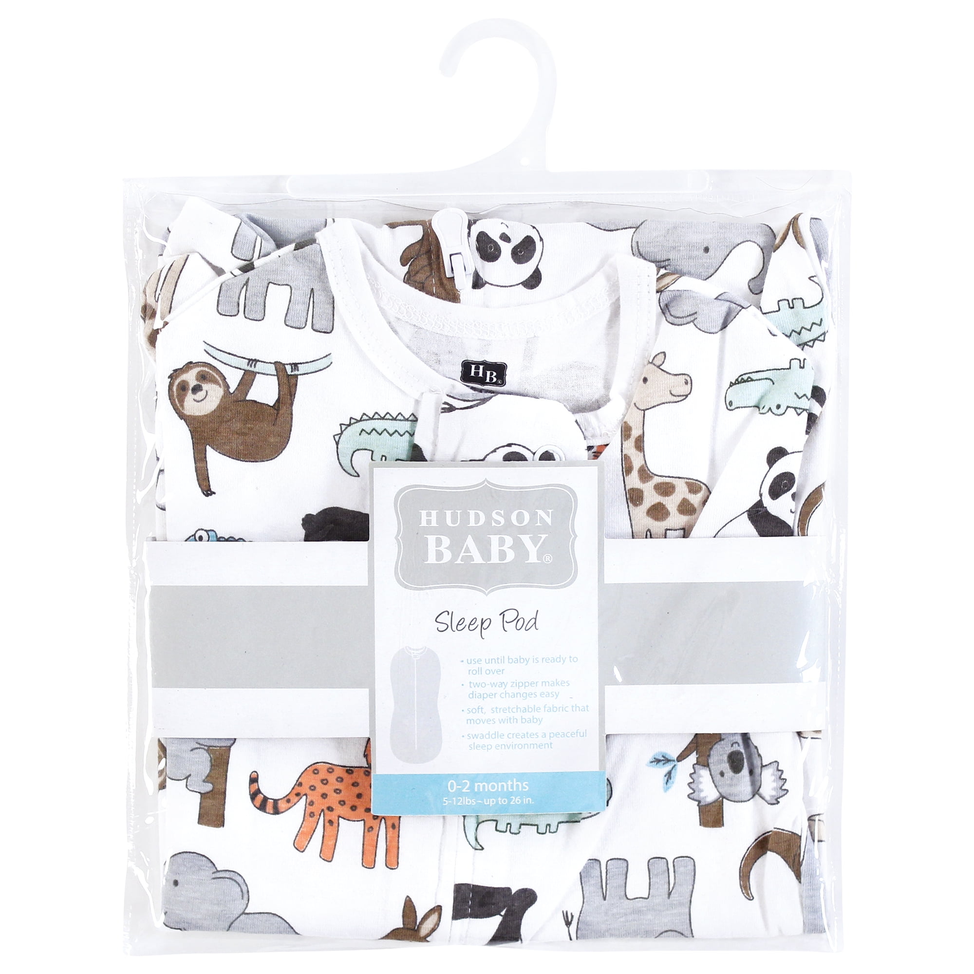 Hudson Baby Sleep Pod, Zoo Animals, 0-2 Months