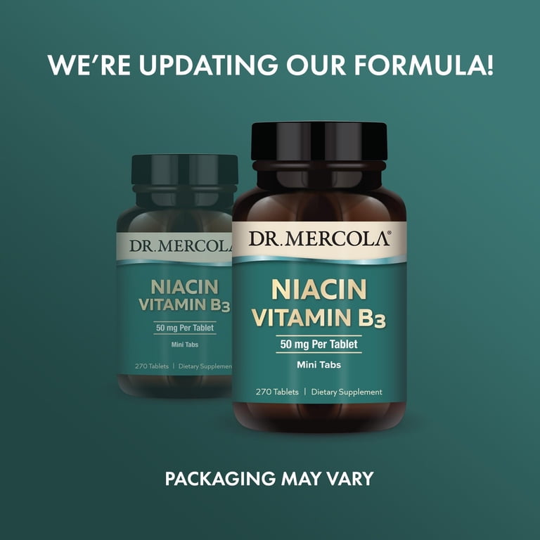 Dr. Mercola Niacin Vitamin B3, 90 Servings, 270 Tablets - Walmart.com