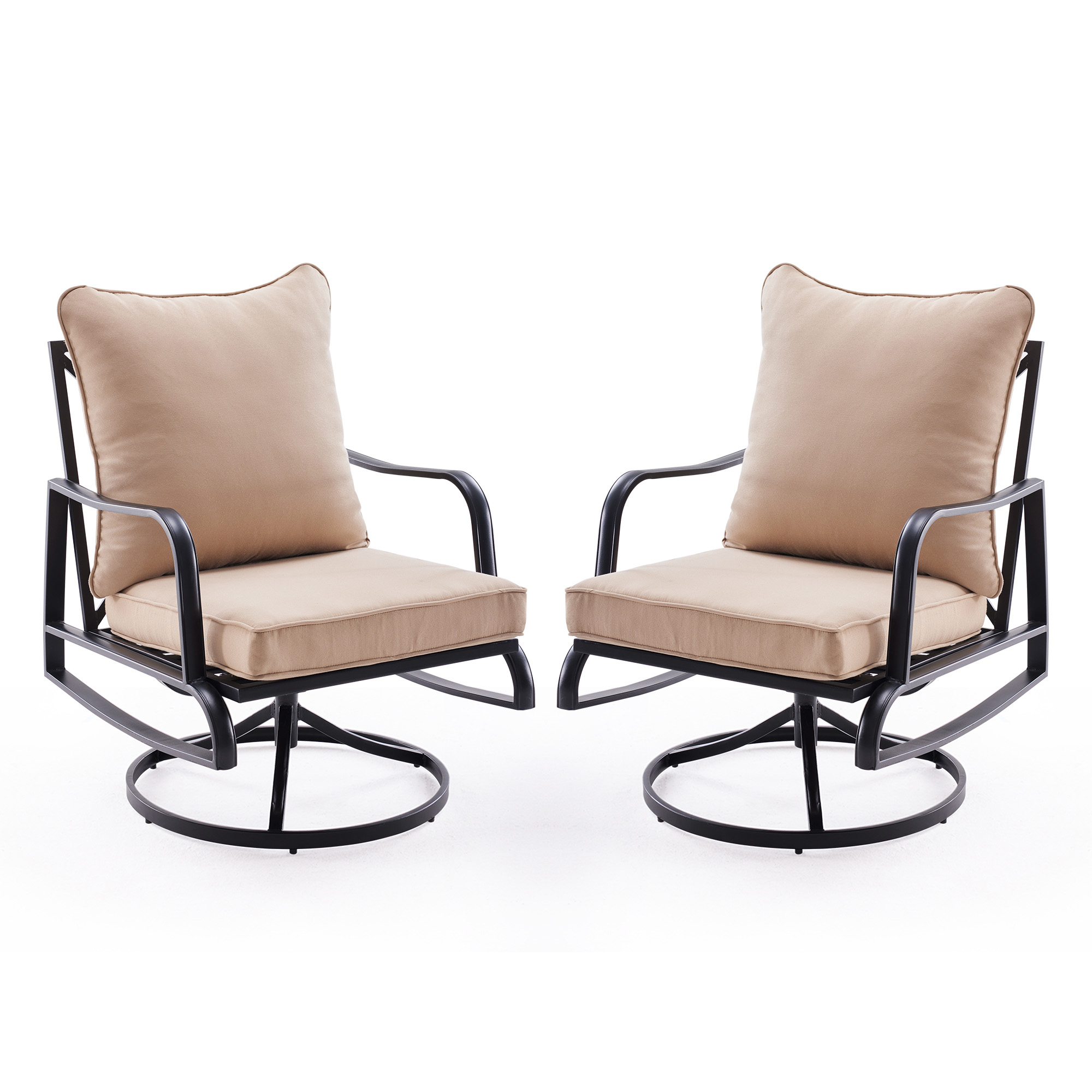 MAYEERTY Outdoor 2Piece Small Patio Set:Swivel Glider Chairs with Cushions for Porch,Balcony,Backyard