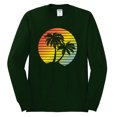 thumbnail image 2 of Two Coconut Palm Trees Beach Sunset | Mens Pop Culture Long Sleeve T-Shirt, Forest Green, X-Large, 2 of 4