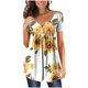 thumbnail image 2 of ICHUANYI Clearance Women Fashion V- Neck Floral Printed Tunic Tops Buttons Short Sleeve T-shirt(White, M) ICHUANYI WER2023081006086, 2 of 7