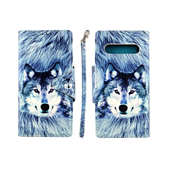 Snow Wolf Case for LG V60 ThinQ 5G Wallet Cover Flap Magnetic Closure Snap-on Book Style Cases Card Holders Folio Standing Wrist Strap Fashion Flip Pu Leather