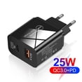 thumbnail image 3 of 25W QC3.0+PD Dual Port Type-C Phone Cargador rápido Adaptador de carga (EU Black), 3 of 8