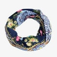 thumbnail image 6 of dianhelloya Female Scarf Vintage Print Fleece Lined Thicken Cap Autumn Winter Beanie Bonnet Scarf for Daily Wear Dark Blue, 6 of 7