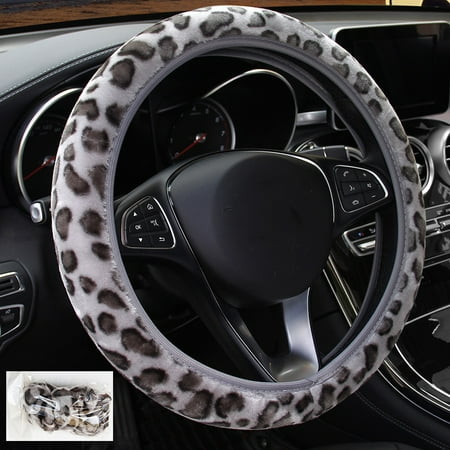 Lavaport Leopard Print Wheel Steering Cover With Plush Elastic Section