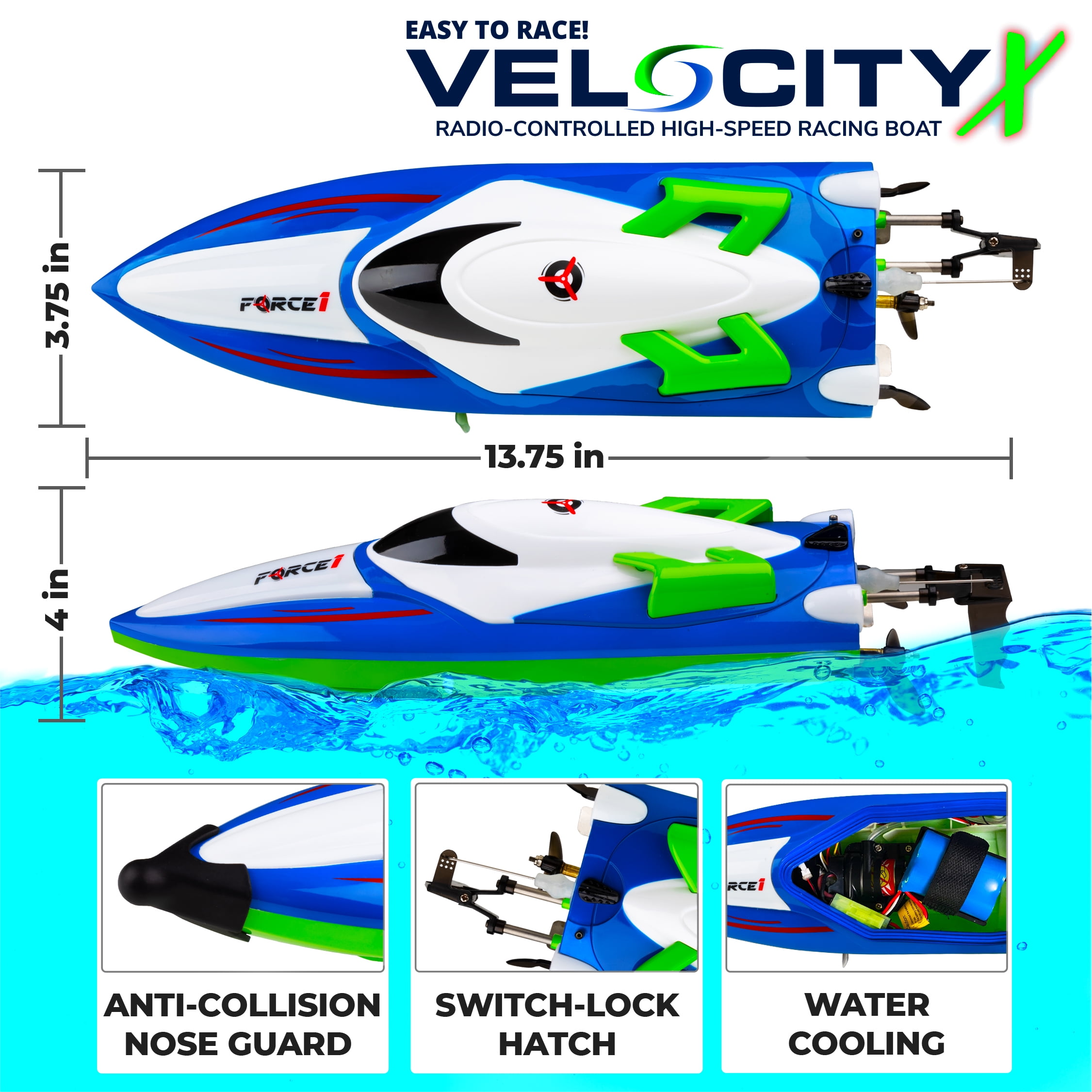 H102 velocity remote controlled boat for pools and lakes deals