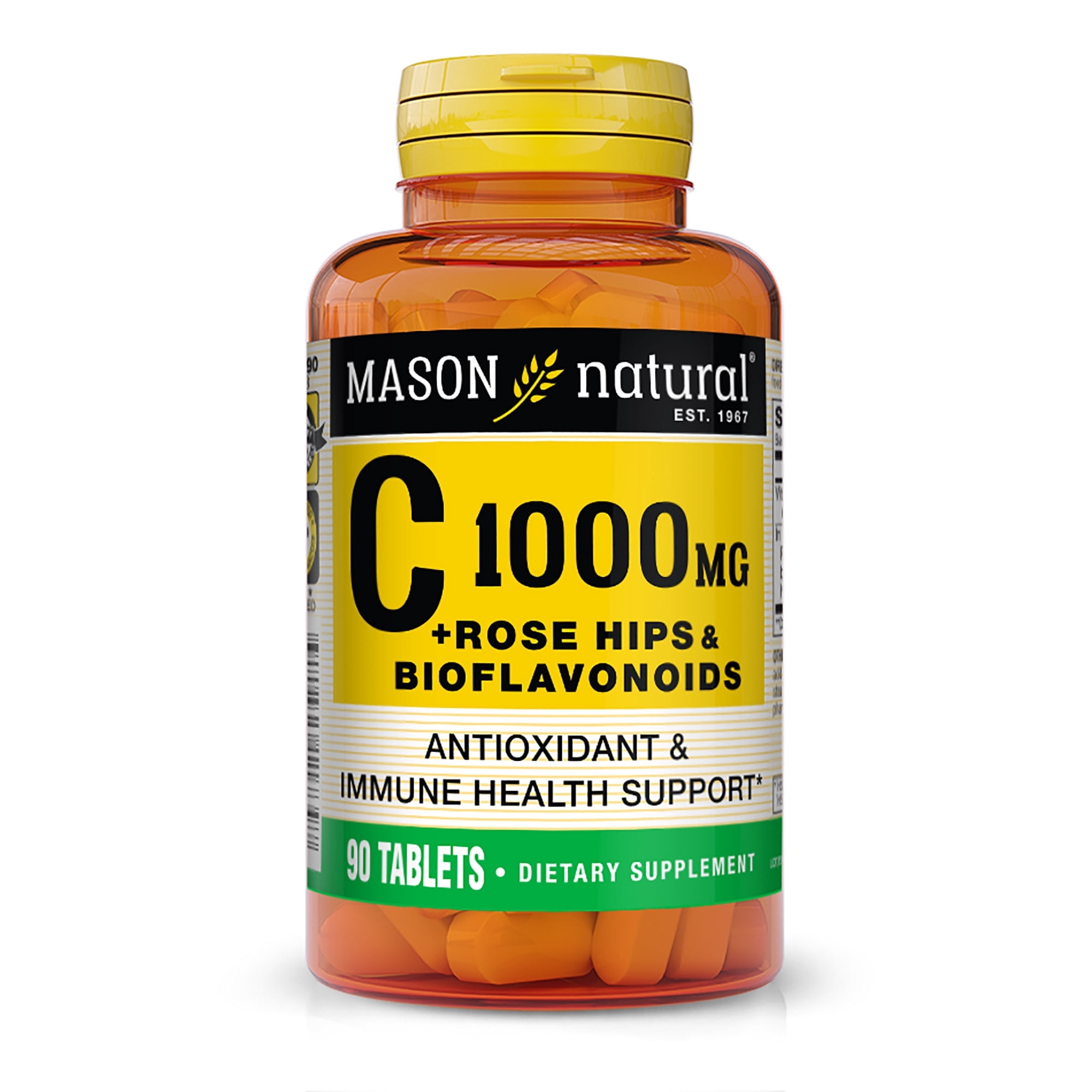Mason Natural Vitamin C 1000 Mg Plus Rose Hips & Bioflavonoids Complex Dietary Supplement Tablets, Immune Support & Antioxidant, 90 Count