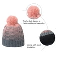 thumbnail image 3 of Gorro de invierno con puños suaves, pompón, rayas, tejido, calavera, gorro de esquí holgado, gorro de lana de mezcla de colores degradados, 3 of 5