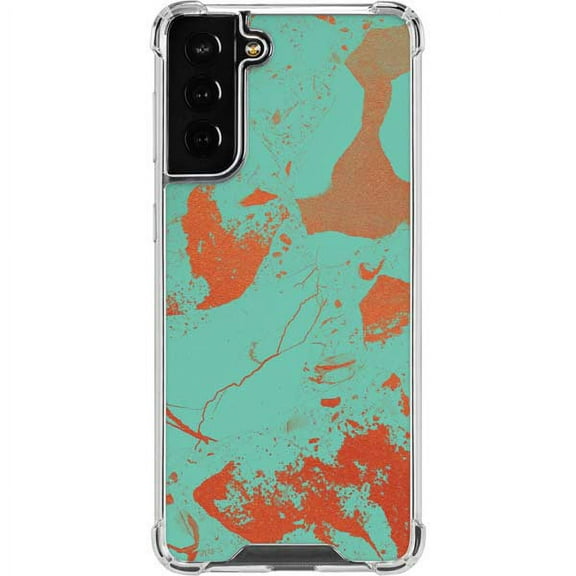 Skinit Marble Turquoise and Orange Marble Galaxy S22 Plus Clear Case