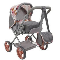 509 Crew: Melange Flora - Kelly Deluxe Doll Pram - Matching Bag, Removable Carrycot, Large Canopy, Shopping Basket, Doll Accessory, Kids Toy, Ages 3 