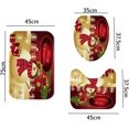 thumbnail image 3 of Juego de 4 piezas de cortina de ducha navideña, cubierta de inodoro, alfombrilla, juego de molduras navideñas para baño, 180*180+45*75 （A, 3 of 5