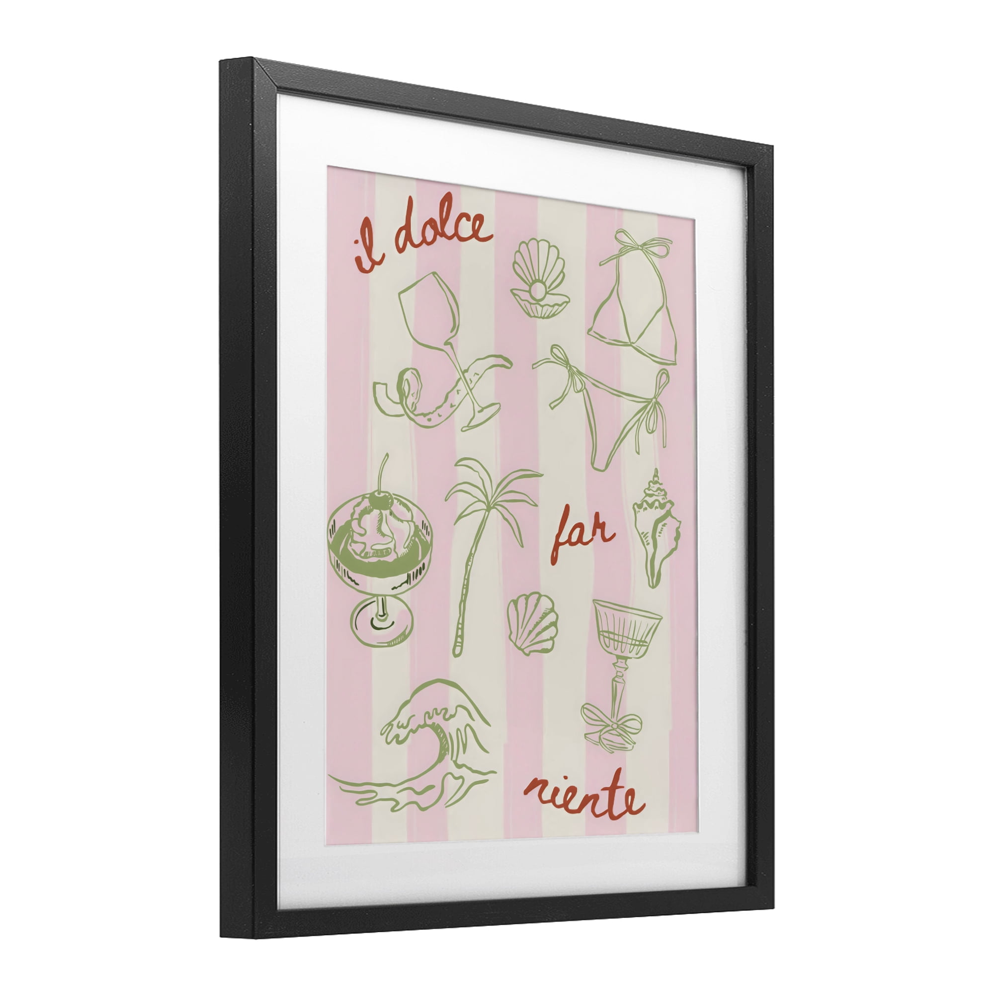 Stupell Industries Il Dolce Far Niente Beach Saying Black Framed Print Under Glass, design by The Prints Vibe