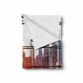 thumbnail image 2 of Office Soft Flannel Fleece Blanket, Modern City View with Skyscrapers Vibrant Sunset River Empty Place Art, Cozy Plush for Indoor and Outdoor Use, 60" x 80", Black White and Orange, by Ambesonne, 2 of 6