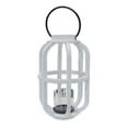 thumbnail image 4 of Urban Wood Round Lantern with Metal Top Ring Handle and Candle Glass Holder Painted Finish White, 4 of 4
