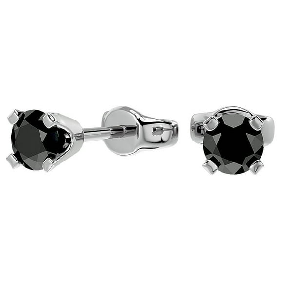 SuperJeweler 1/3ct Black Diamond Stud Earrings in White Gold for Women