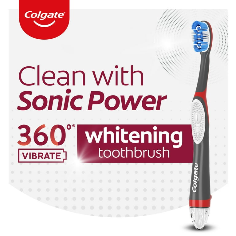 Colgate 360 Vibrate Whitening Battery Toothbrush, Sonic Soft Bristles,  Adults, 1 AAA