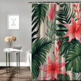 thumbnail image 2 of Orinice  Shower Curtain Dark Green Shower Curtain for Bathroom with 12 Hooks Beach Cheerful Tropical Green Leaves Palm Trees and Flowers Bird Waterproof Decorative Bathroom Decor 69x72, 2 of 7