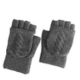 thumbnail image 2 of 1 Paire de Gants Tricotés à Tige Rabattable Gants d'Hiver pour l'Extérieur Gants d'Hiver Randonnée Camping Chauds Mitaines Sans Doigts en Coton, Gris Foncé, 2 of 8