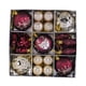thumbnail image 5 of Juego de 35 adornos navideños con forma de bola, colgantes irrompibles, decorativos para Navidad. Rojo oscuro y beige, 5 of 9