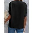 thumbnail image 4 of Women'S Chiffon Blouse Shirt V Neck Dressy Tunic Tops Black S, 4 of 5