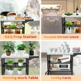 thumbnail image 5 of Searglow Stainless Steel Portable BBQ Grilling Station, Three Shelf Tabletop Kitchen Patio Cart, 5 of 6