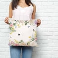 thumbnail image 3 of Throw Pillow Covers 26x26 Inch, Pink White Flowers Decorative Pillow Cases for Couch Sofa Bed, Spring Floral Elegant Pastoral Botanical Cotton Linen Square Home Decor Pillowcases with Hidden Zipper, 3 of 7