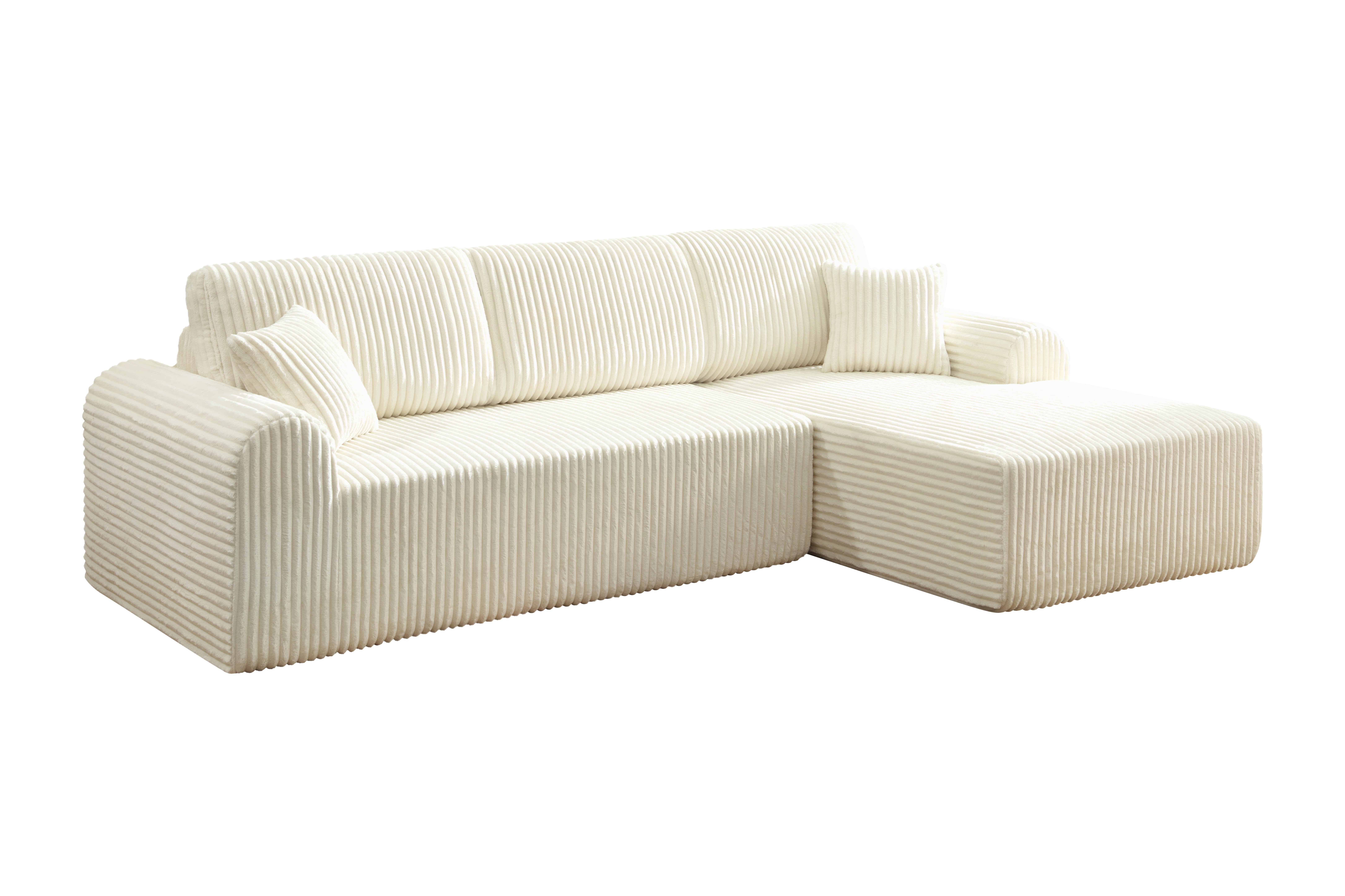 Shikeyi 109" Cloud Modular Sectional Sofa Couch with L-Shape Chaise,Modern Minimalist Upholstered Boneless Couches for Living Room Bedroom, White