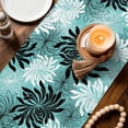 thumbnail image 3 of Teal Black Flowers Table Runner 72 Inches, Modern Abstract Blooms Floral Bed Runner Dresser Scarves Tabletop for Indoor Outdoor Parties/Ceremony/Banquet, 16" x 72", 3 of 9