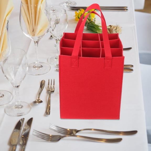 NICEXMAS Reusable Red Felt Wine Bottle and Beer Carrier Bag for Party, , and Storage Use