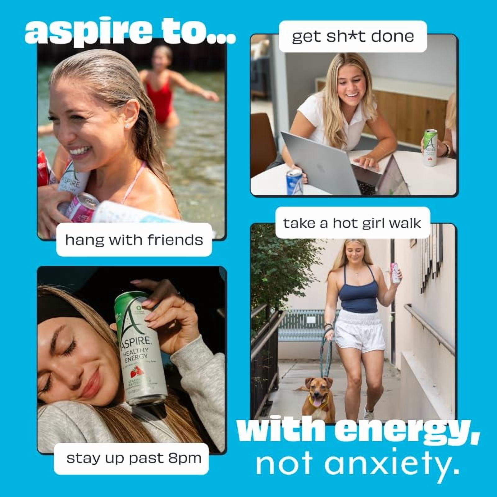 ASPIRE® Fruit Punch, Healthy Energy Drink 80mg Natural Caffeine, Zero Sugar No Carbs Keto Friendly, 12 Pack Green Tea Sugar Free Drink Low Caffeine Zero Calorie