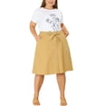 thumbnail image 2 of MODA NOVA Juniors' Plus Size Tie Waist Solid Color A Line Skirts, 2 of 6