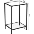 thumbnail image 3 of Side Tables Set of 2, End Tables with Tempered Glass, 2-Tier Nightstands with Storage Shelves, Coffee Table with Modern Style, Slim Sofa Table for Living Room, Bedroom, 11.8" D x 15" W, Black, 3 of 19
