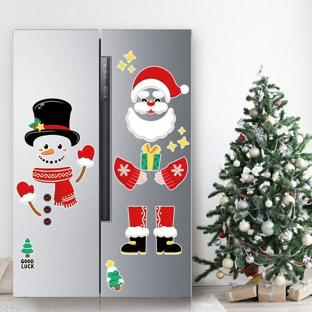 2 juegos de imanes de muñeco de nieve para nevera de Navidad - Muñeco de nieve magnético para nevera para decoraciones navideñas para nevera