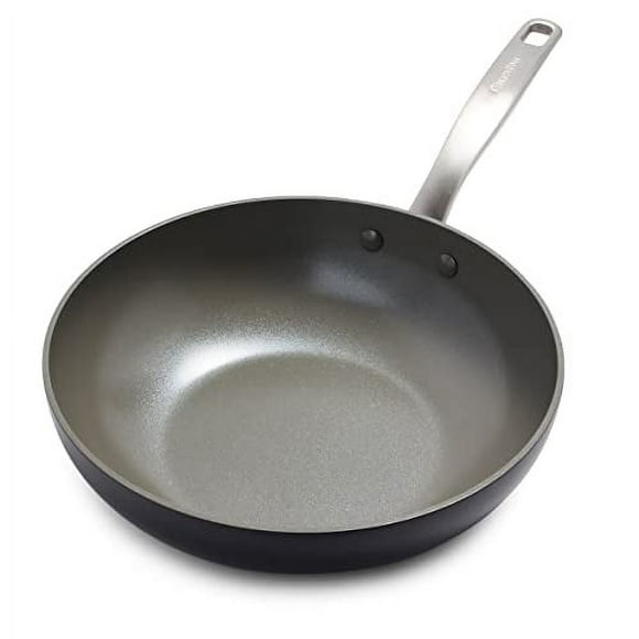 greenPan chatham Hard Anodized Healthy ceramic Nonstick, 11 Wok Pan, PFAS-Free, Dishwasher Safe, Oven Safe, gray