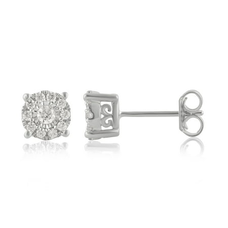 1/3 Carat T.W. Diamond Sterling Silver Stud Earrings. (I-J/I3)
