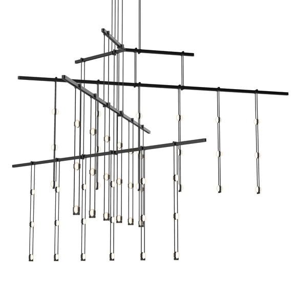 Sonneman S1d48k-Jc06xx18 Suspenders Led 4-Tier Tri-Bar Multi Light Pendant - Black